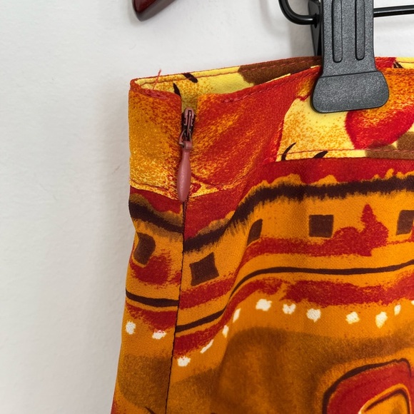 Tribal Floral Maxi Skirt Red and Orange with zipper on side size 14 - Picture 6 of 6